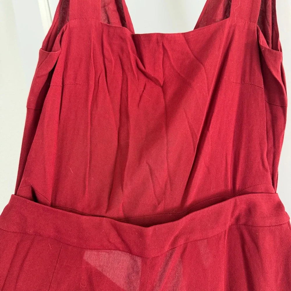 NWT / Vetta Capsule Two Piece Apron Jumpsuit in Burgundy - Picture 3 of 8